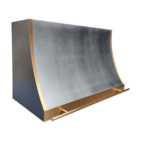 Fobest Custom Sculpted Zinc Range Hood with Brass Edge Accents FSS-590
