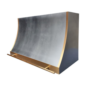 Fobest Custom Sculpted Zinc Range Hood with Brass Edge Accents FSS-590