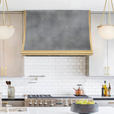 Fobest Custom Sculpted Zinc Range Hood with Brass Edge Accents FSS-590