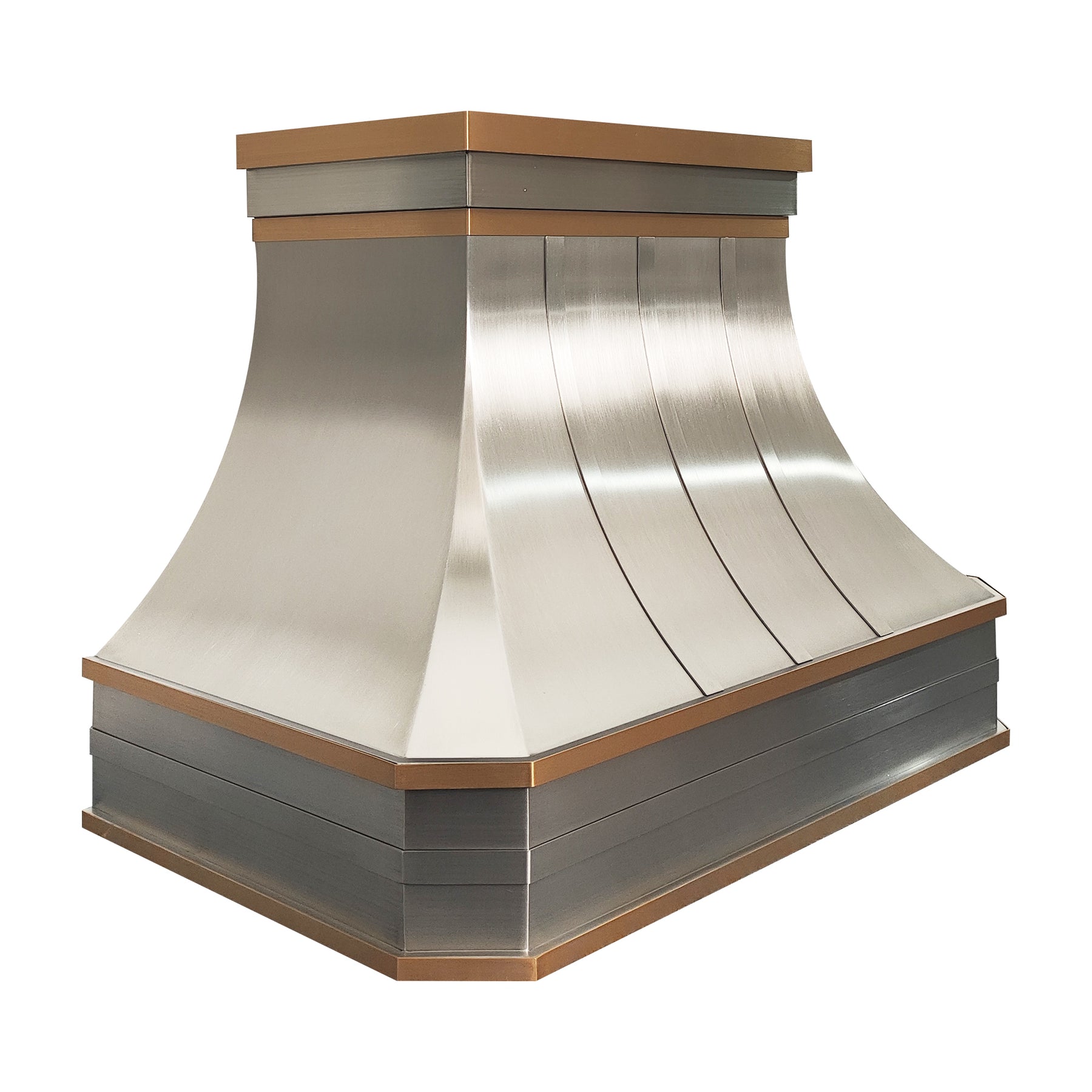 Fobest Custom Minimalist Stainless Steel Range Hood with Brushed Brass Accents FSS-609