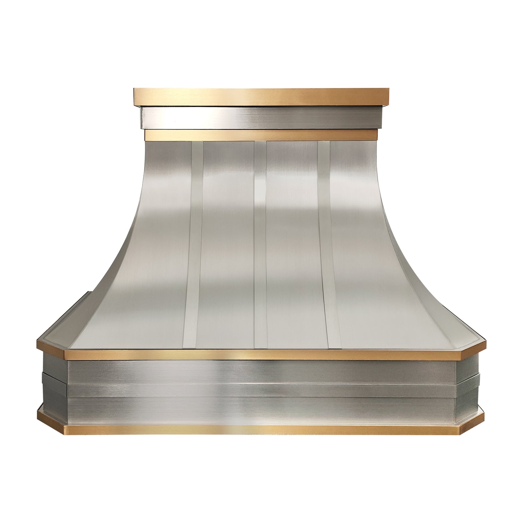 Fobest Custom Minimalist Stainless Steel Range Hood with Brushed Brass Accents FSS-609