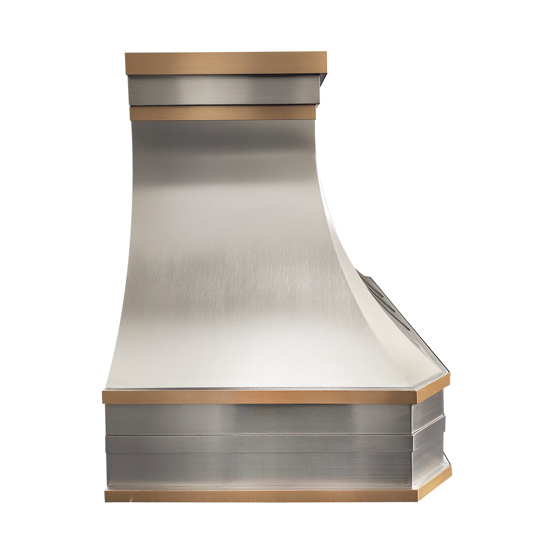 Fobest Custom Minimalist Stainless Steel Range Hood with Brushed Brass Accents FSS-609