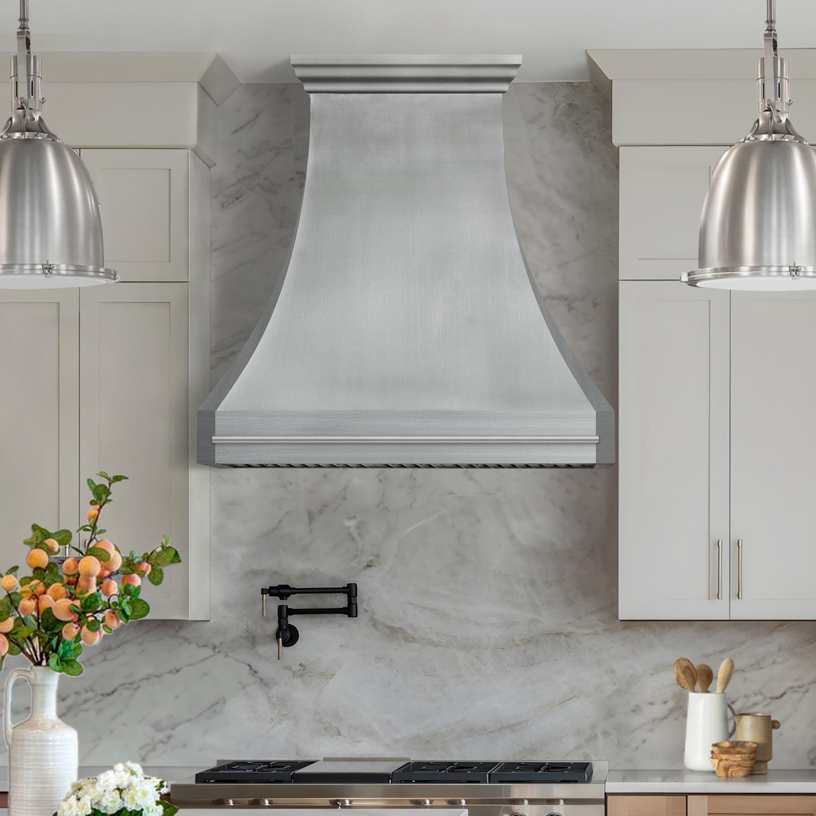 Fobest Custom Sculptural Range Hood in Brushed Stainless Steel FSS-632