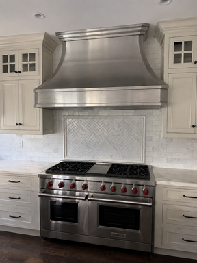 Fobest Custom Sculptural Stainless Steel Range Hood in Brushed Finish FSS-584