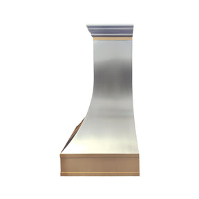 Fobest Custom Sculptural Stainless Steel Range Hood with Brass Accents FSS-615