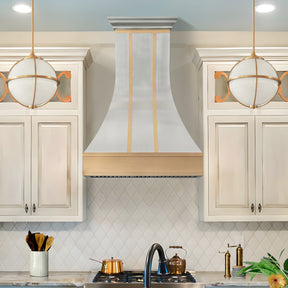 Fobest Custom Sculptural Stainless Steel Range Hood with Brass Accents FSS-615