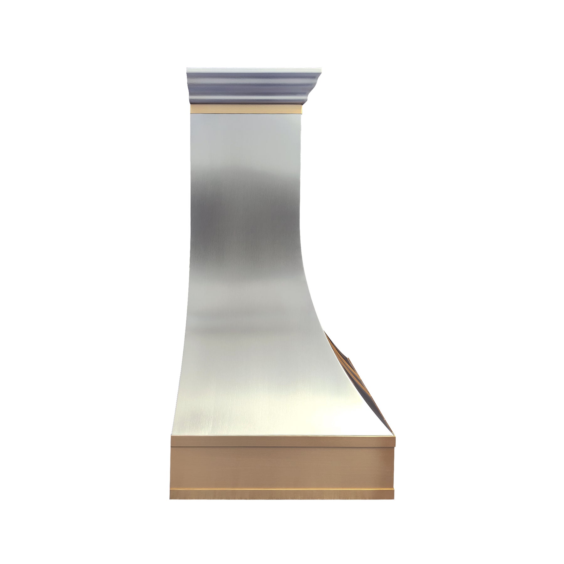 Fobest Custom Sculptural Stainless Steel Range Hood with Brass Accents FSS-615