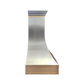 Fobest Custom Sculptural Stainless Steel Range Hood with Brass Accents FSS-615