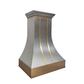 Fobest Custom Sculptural Stainless Steel Range Hood with Brass Accents FSS-615