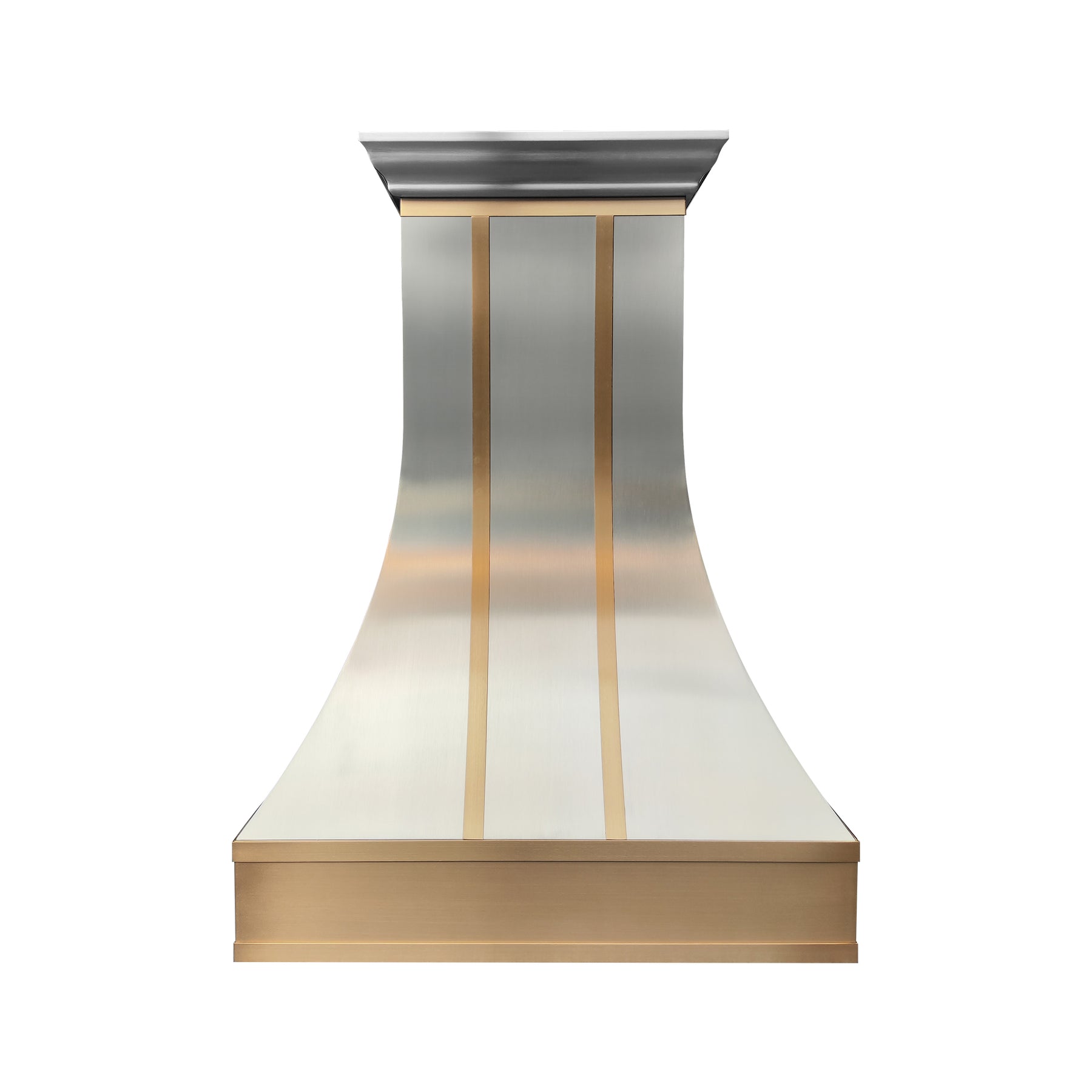 Fobest Custom Sculptural Stainless Steel Range Hood with Brass Accents FSS-615
