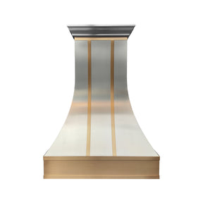 Fobest Custom Sculptural Stainless Steel Range Hood with Brass Accents FSS-615