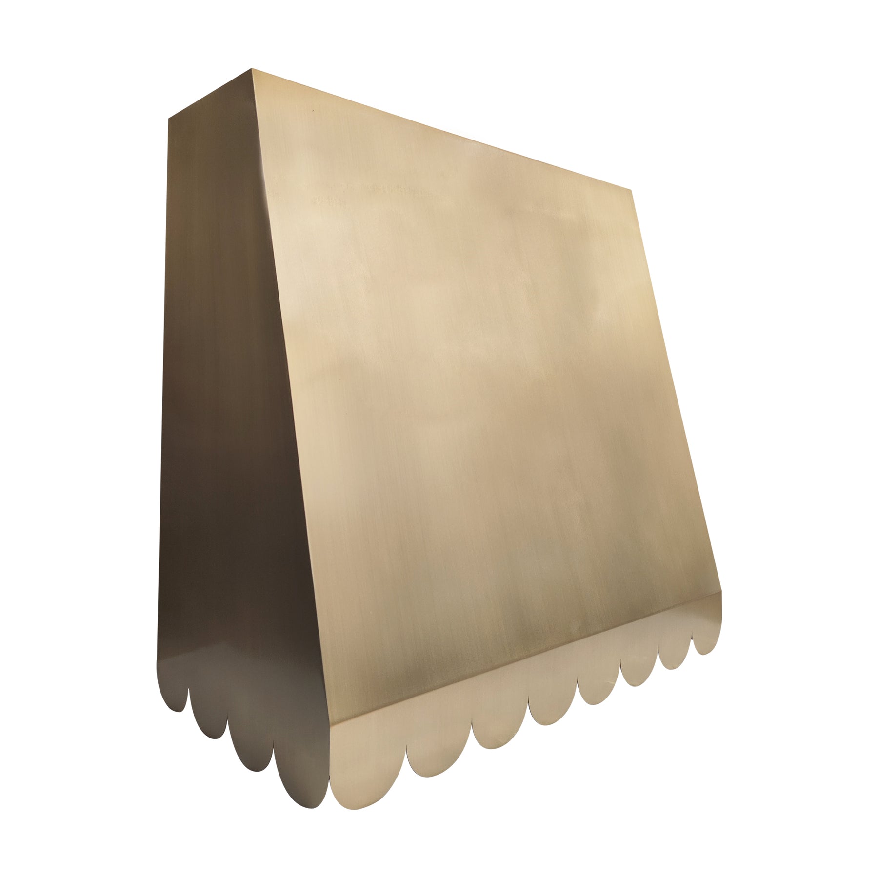 Fobest Custom Sloped Brushed Brass Range Hood with Scalloped Edge FSS-601