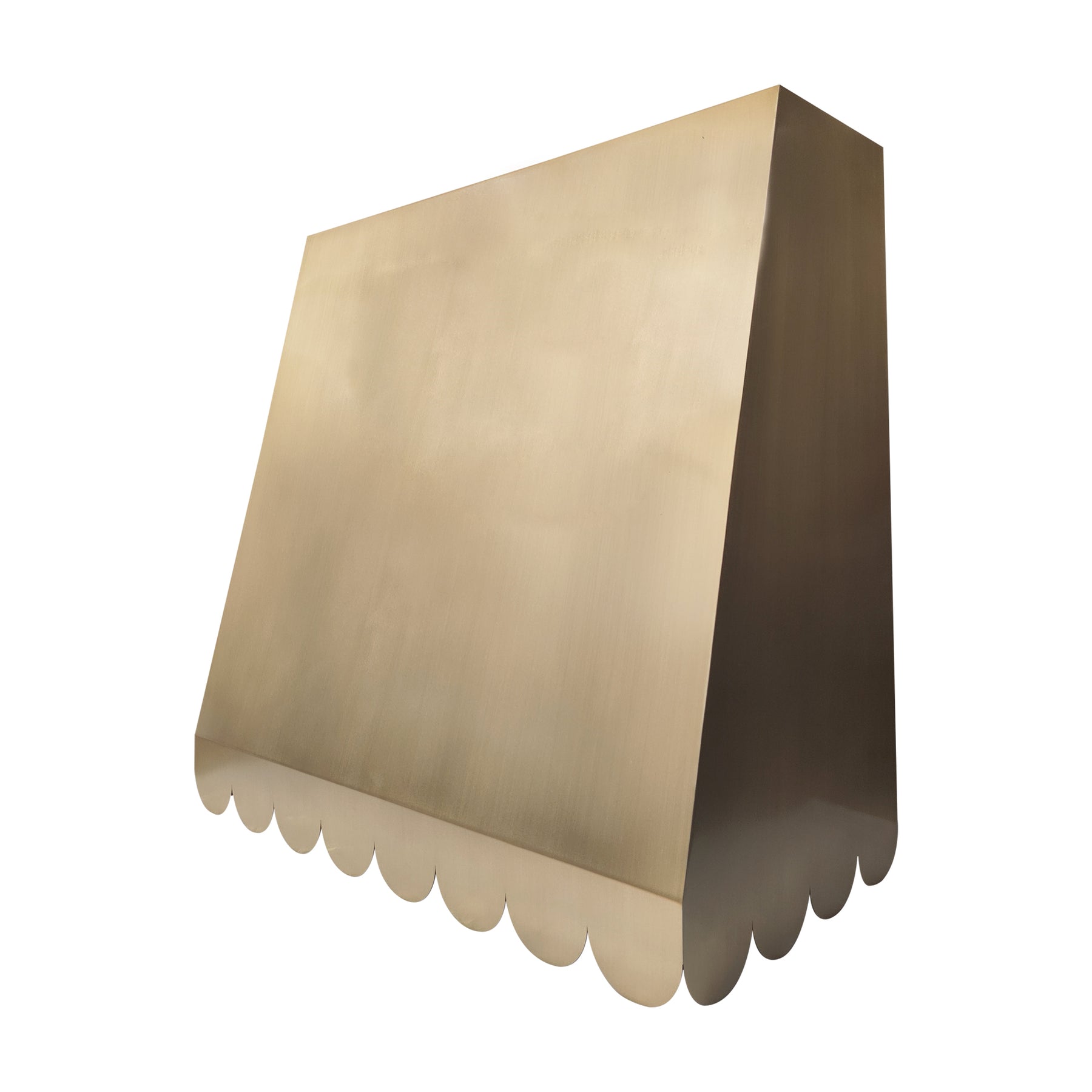 Fobest Custom Sloped Brushed Brass Range Hood with Scalloped Edge FSS-601