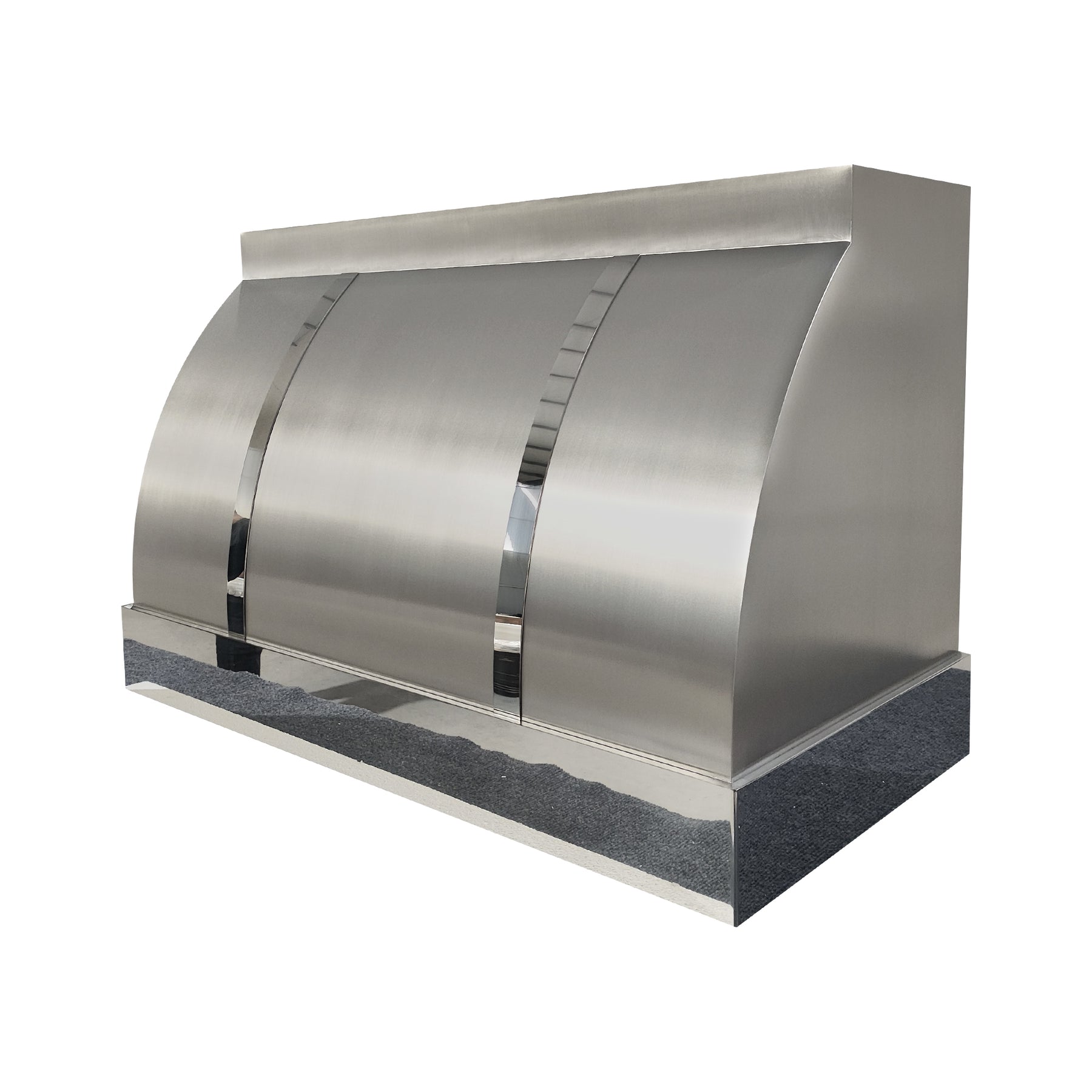 Fobest Custom Brushed Stainless Steel Range Hood with Polished Stainless Steel Straps FSS-653