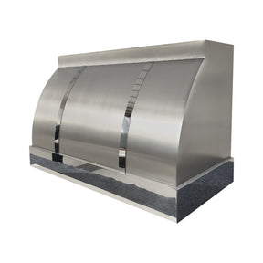 Fobest Custom Brushed Stainless Steel Range Hood with Polished Stainless Steel Straps FSS-653
