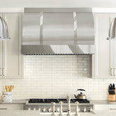 Fobest Custom Brushed Stainless Steel Range Hood with Polished Stainless Steel Straps FSS-653