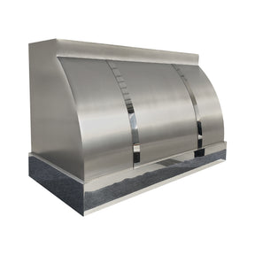 Fobest Custom Brushed Stainless Steel Range Hood with Polished Stainless Steel Straps FSS-653