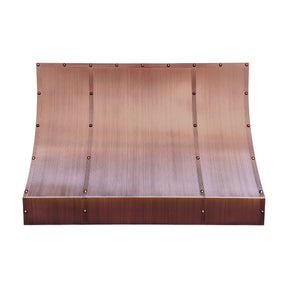 Fobest Custom Sloped Copper Range Hood with Inset Design and Rivet Detail FCP-355