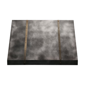 Fobest Custom Sloped Dark Zinc Range Hood with Aged Brass Detailing FSS-588