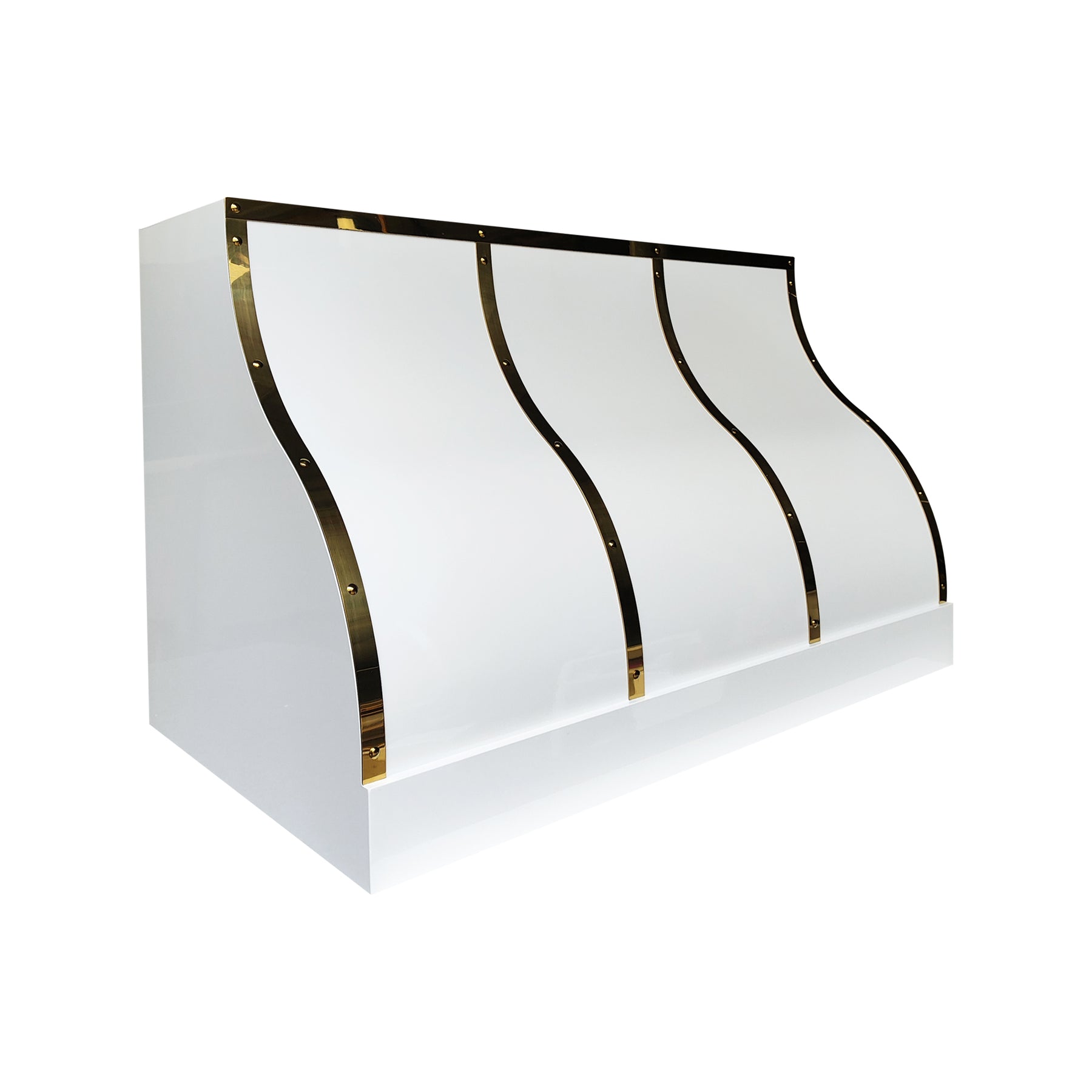 Fobest Custom Sloped Stainless Steel Range Hood with Gold Accents – FSS-630