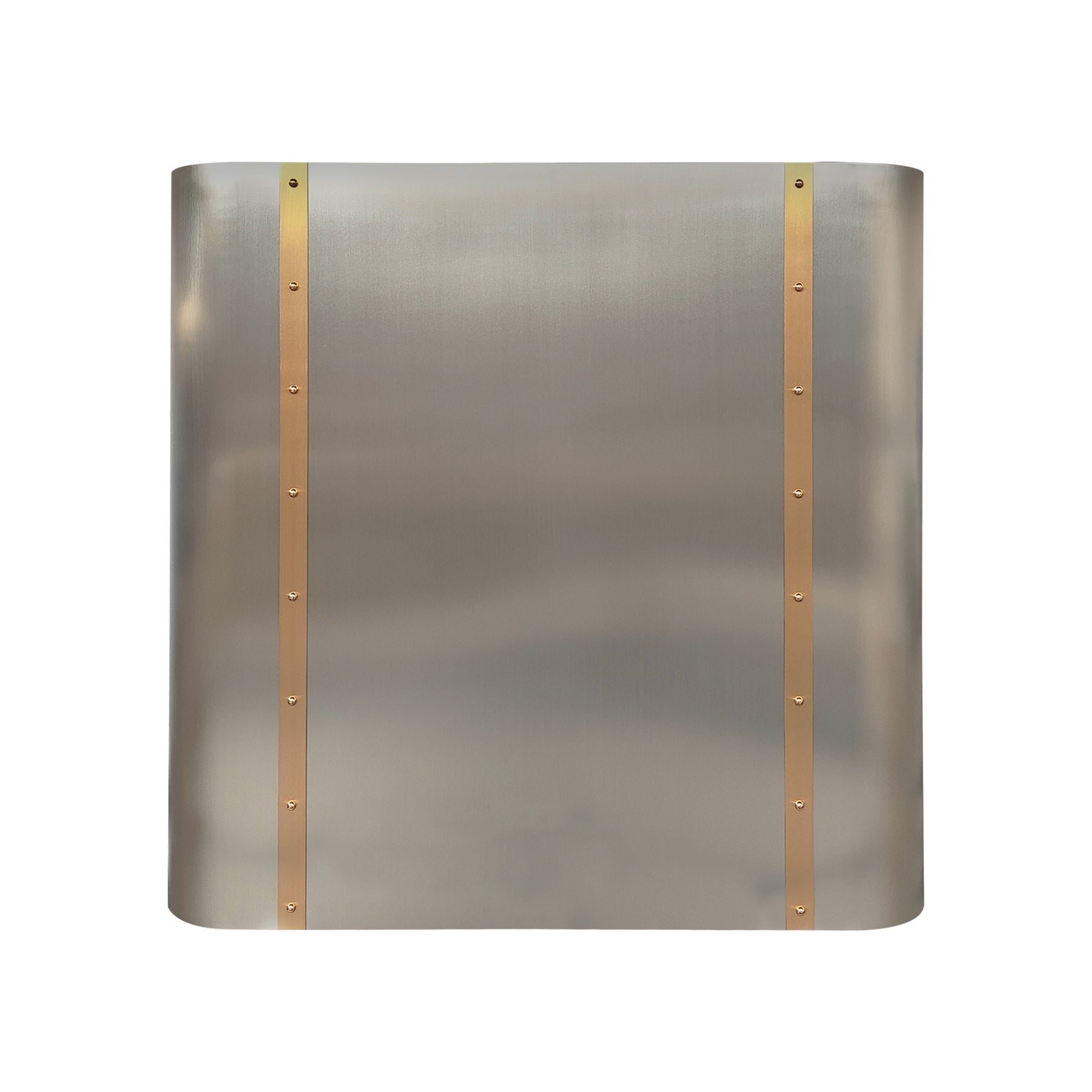 Fobest Custom Soft-Curved Stainless Steel Range Hood with Brushed Brass Details FSS-661