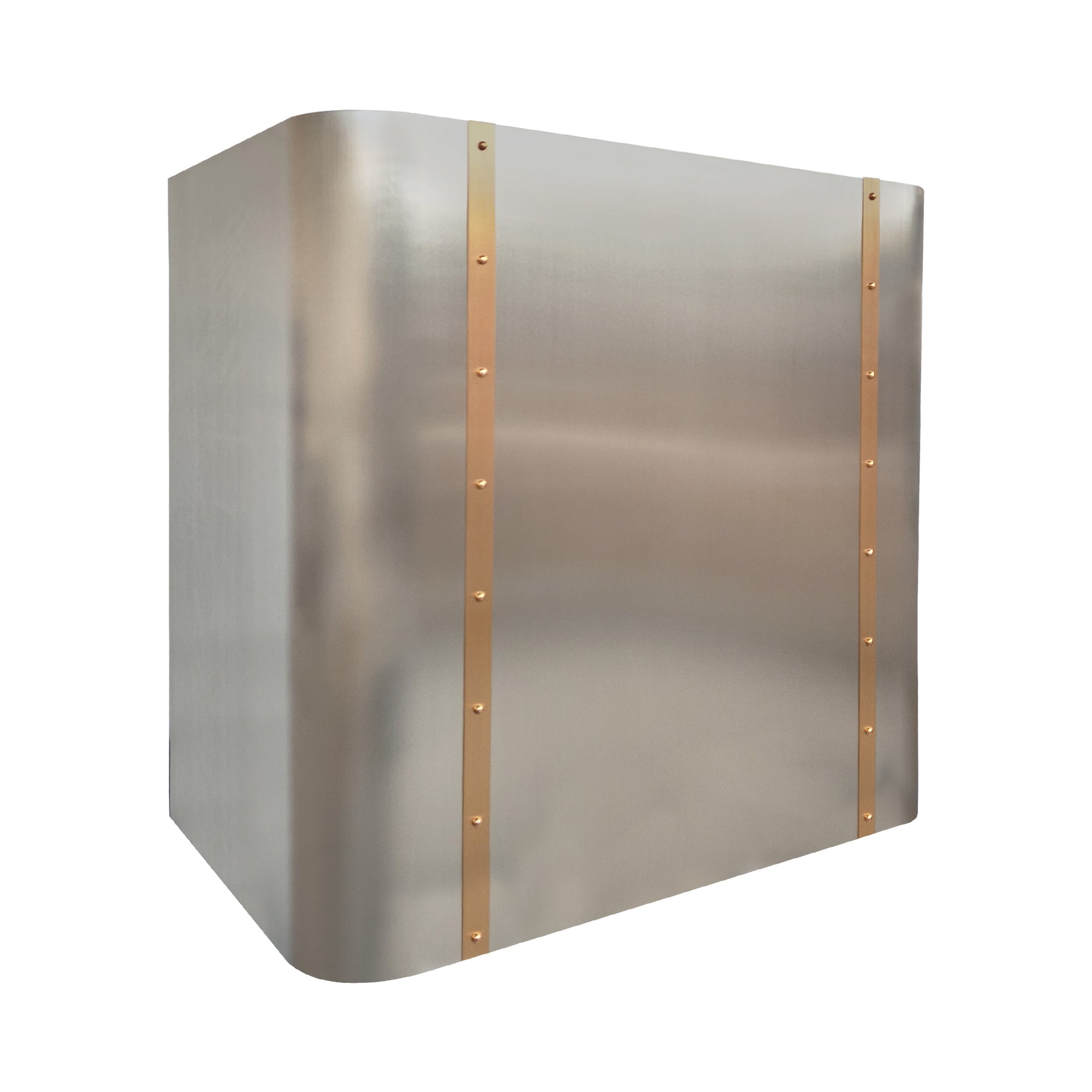Fobest Custom Soft-Curved Stainless Steel Range Hood with Brushed Brass Details FSS-661