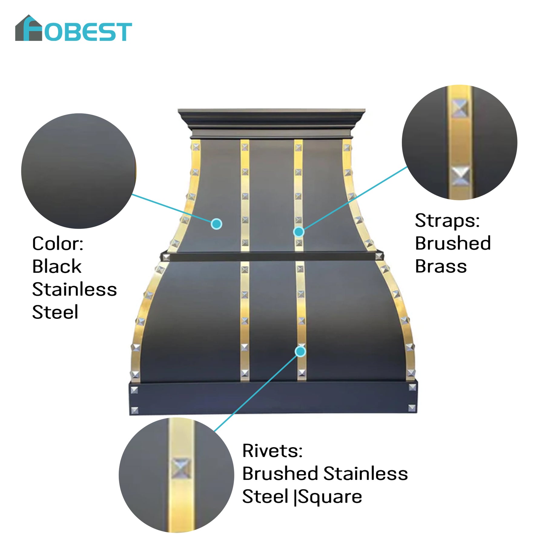 Fobest Custom Stainless Steel Black Range Hood FSS-83