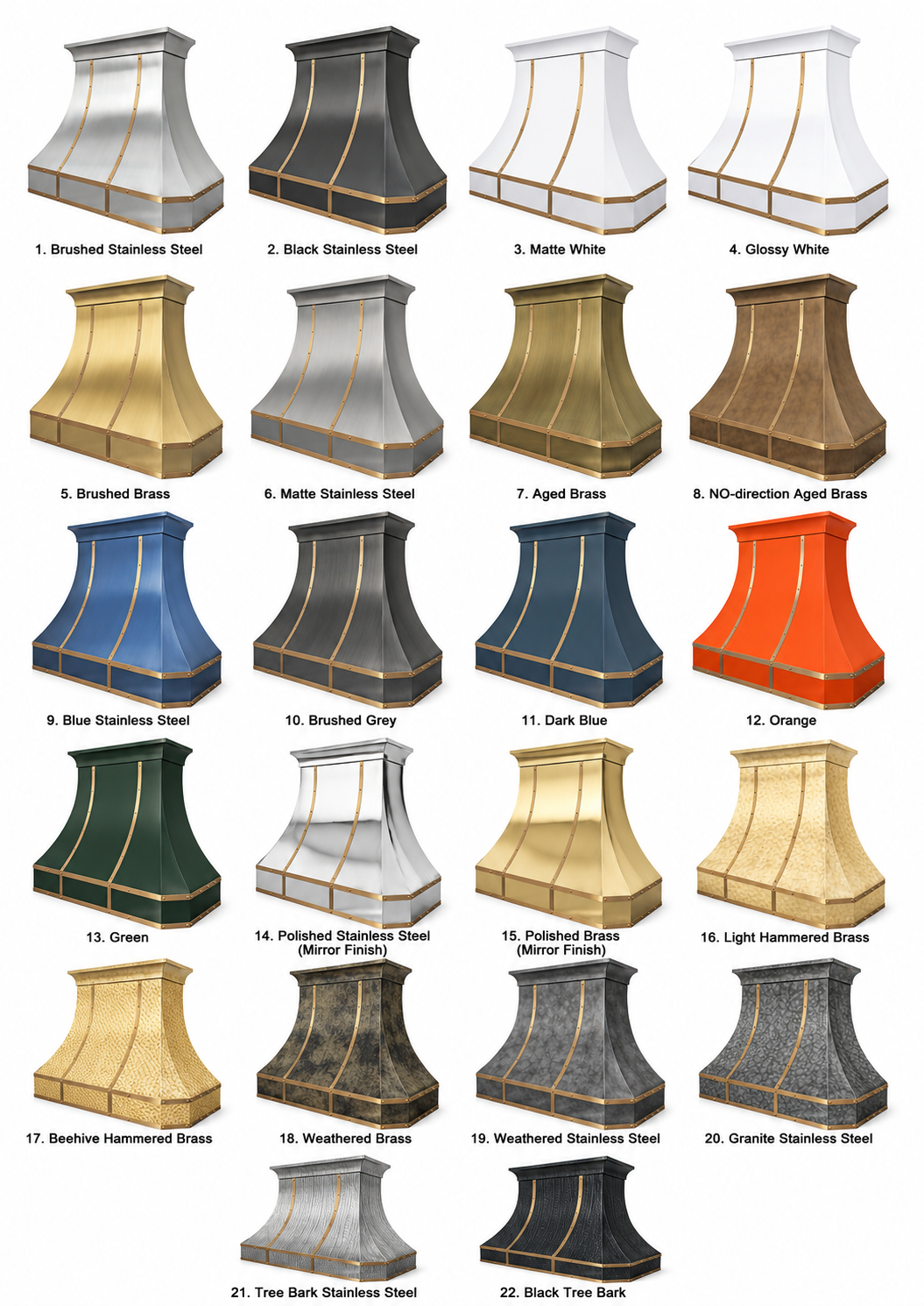 Fobest Custom Stainless Steel Kitchen Hood with Brass Decor FSS-455