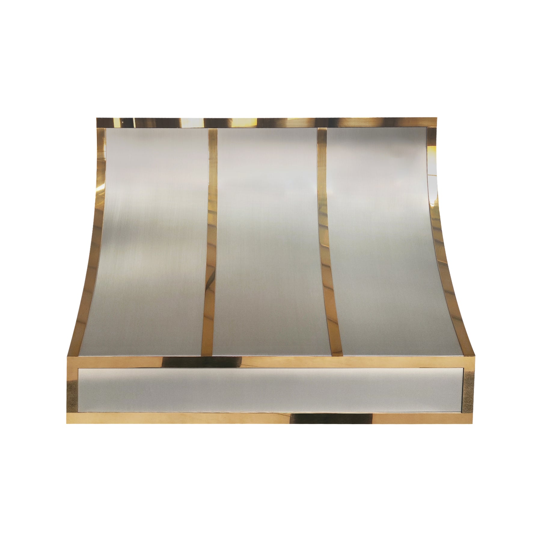Fobest Custom Stainless Steel Metal Range Hood in Polished Brass Straps FSS-681