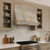 Fobest Custom Stainless Steel Metal Range Hood in Polished Brass Straps FSS-681