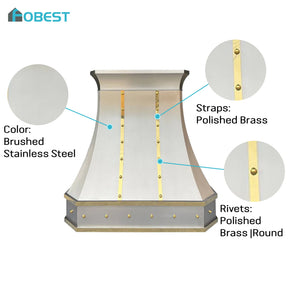 Fobest Custom Stainless Steel Range Hood With Brass Accent FSS-8