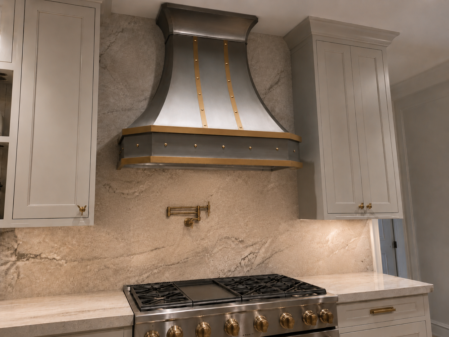 Fobest Custom Stainless Steel Range Hood With Brass Accent FSS-8