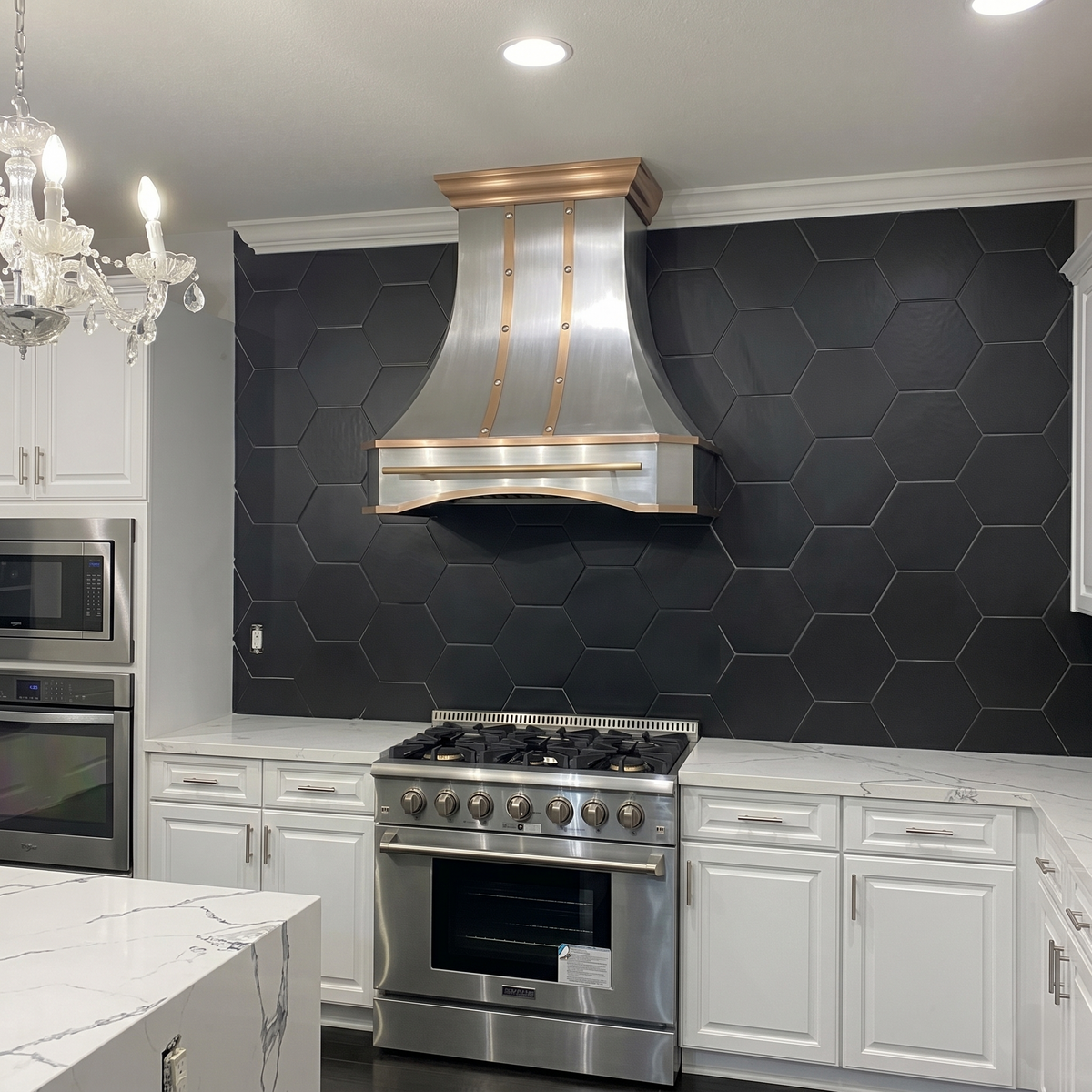 Fobest Custom Stainless Steel Range Hood with Arched Apron & Large Rivets FSS-610