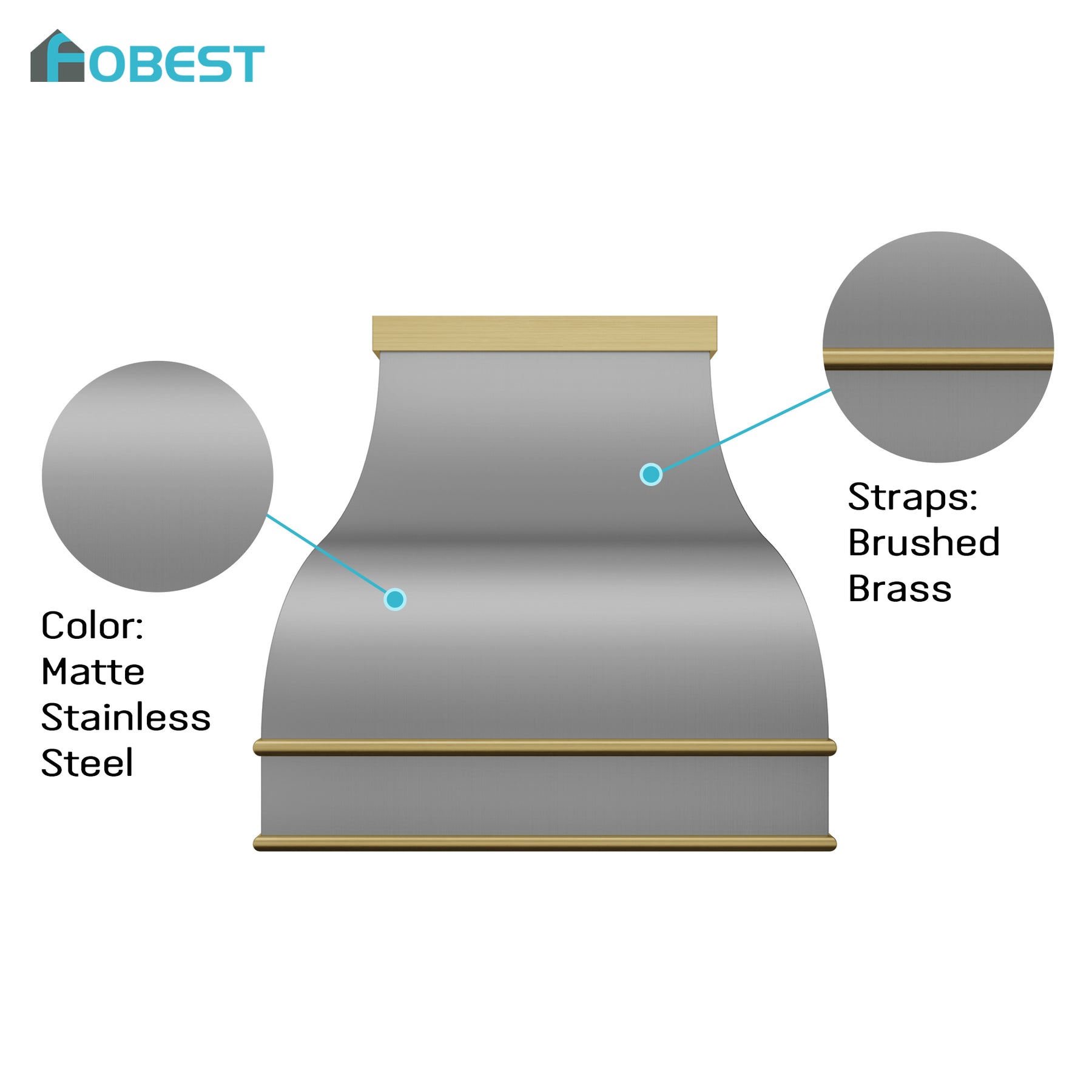 Fobest Custom Stainless Steel Range Hood with Brass Trim FSS-657