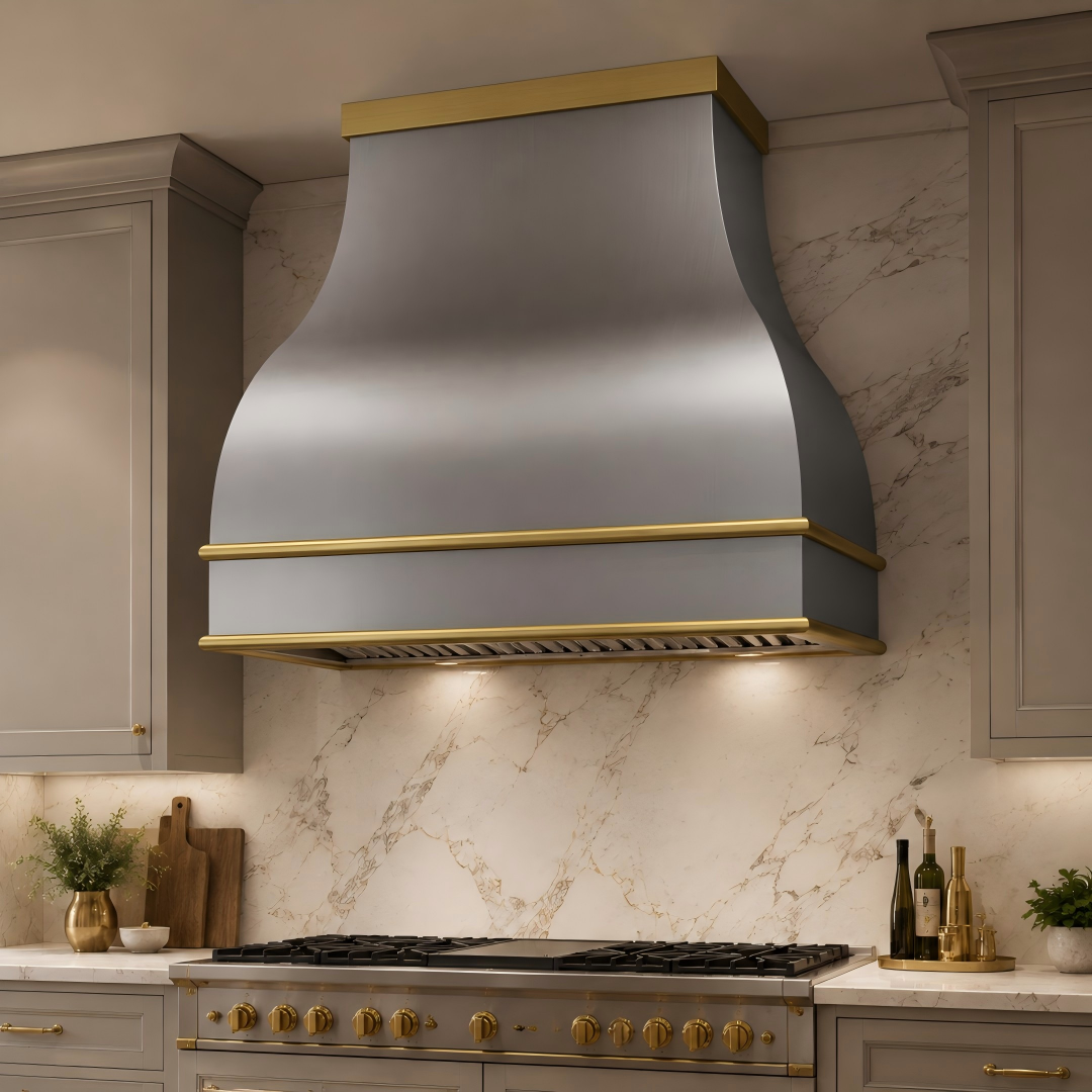 Fobest Custom Stainless Steel Range Hood with Brass Trim FSS-657