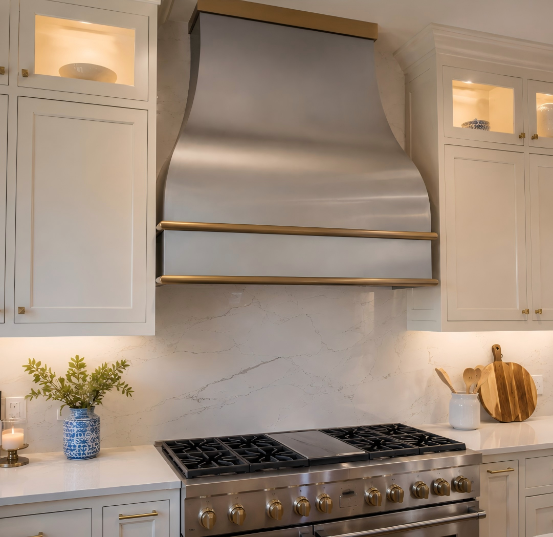 Fobest Custom Stainless Steel Range Hood with Brass Trim FSS-657