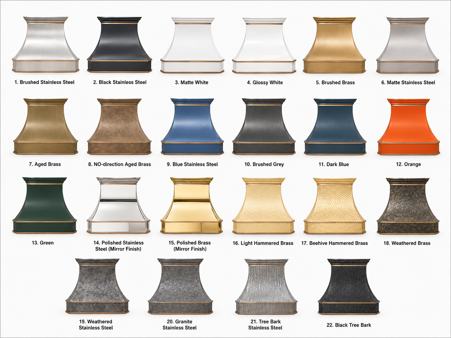 Fobest Custom Stainless Steel Range Hood with Horizontal Brass Strap FSS-44