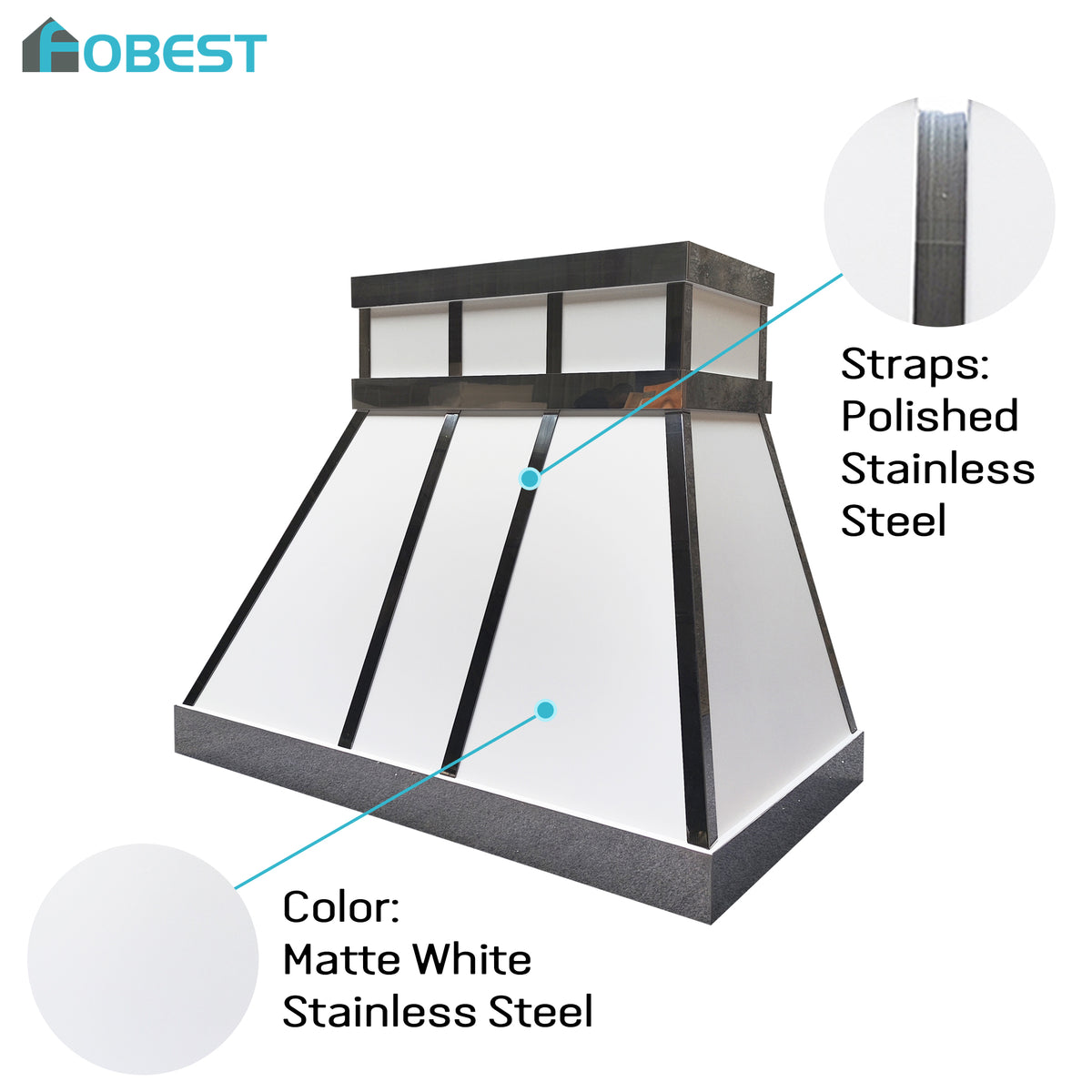 Fobest Custom Stainless Steel Range Hood with Matte and Polished Contrast FSS-560