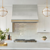 Fobest Custom Stainless Steel Range Hood with Signature Brass Straps FSS-598