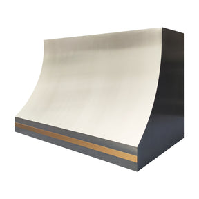 Fobest Custom Stainless Steel Range Hood with Signature Brass Straps FSS-598