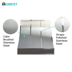 Fobest Custom Stainless Steel Range Hood with polished straps and rivets FSS-177