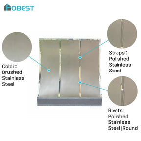 Fobest Custom Stainless Steel Range Hood with polished straps and rivets FSS-177