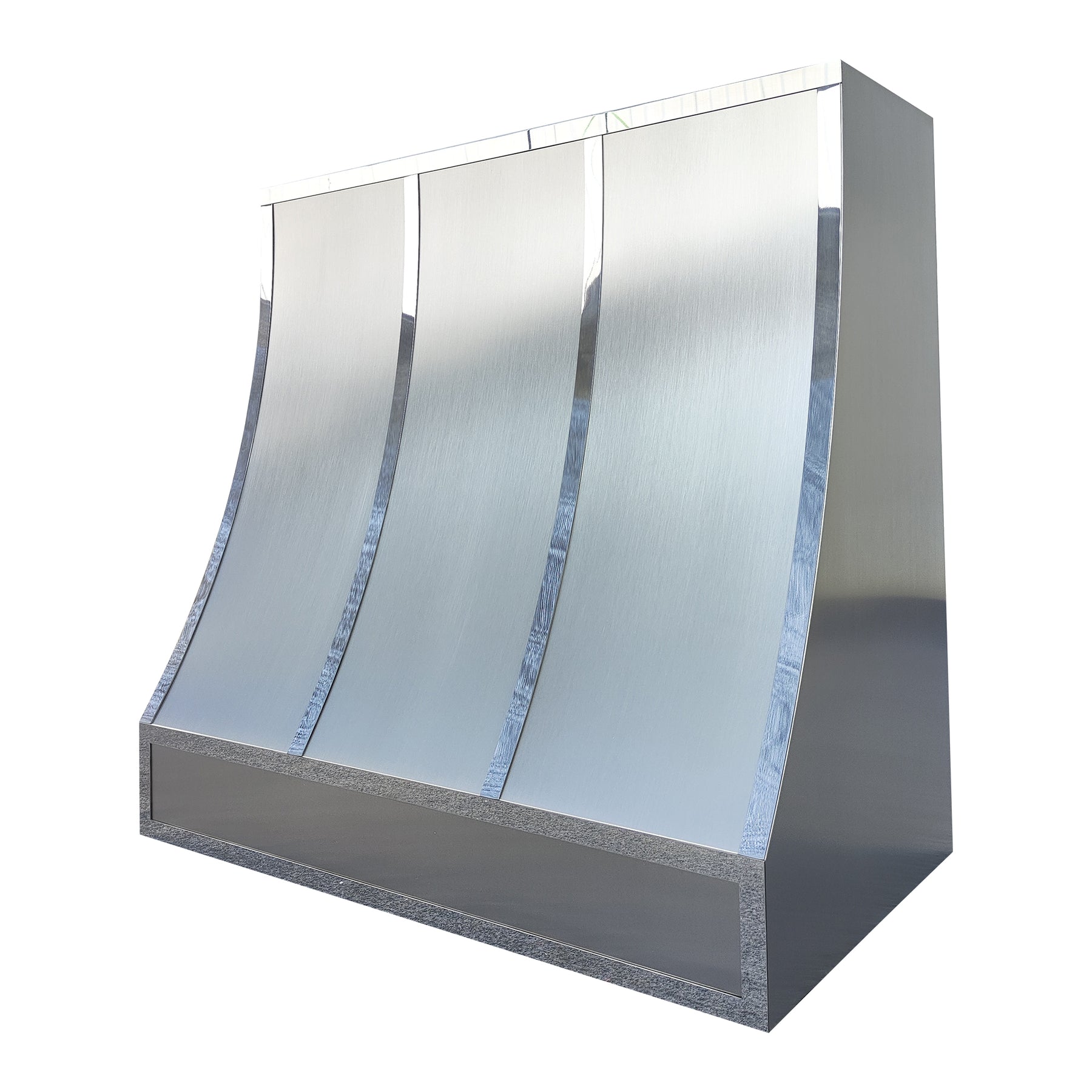 Fobest Custom Stainless Steel Range Hood with polished straps and rivets FSS-177