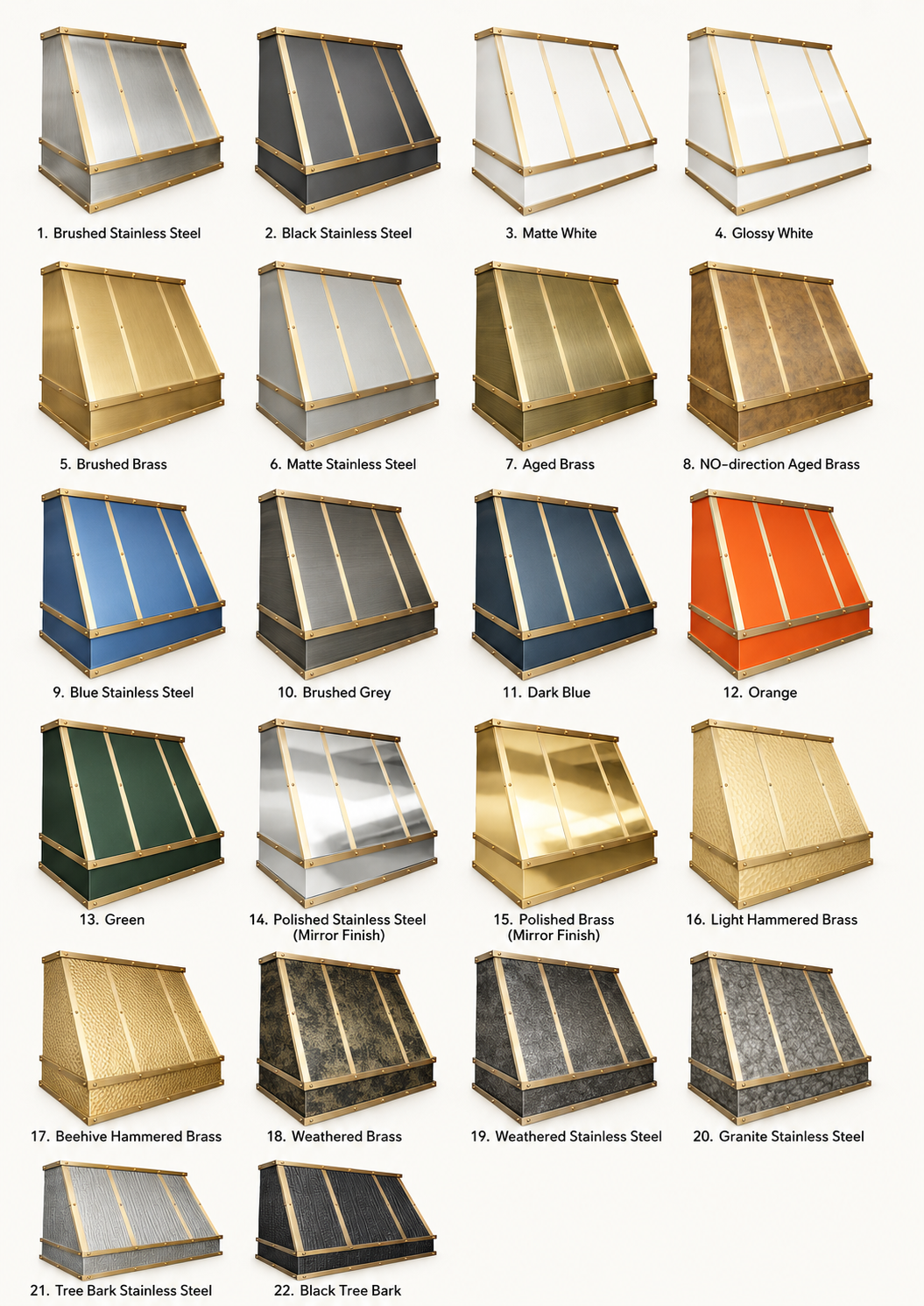 Fobest Custom Stainless Steel Sloped Range Hood with Brushed Brass Accents FSS-633
