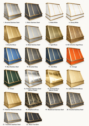 Fobest Custom Stainless Steel Sloped Range Hood with Brushed Brass Accents FSS-633