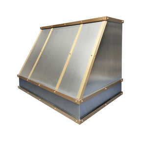 Fobest Custom Stainless Steel Sloped Range Hood with Brushed Brass Accents FSS-633