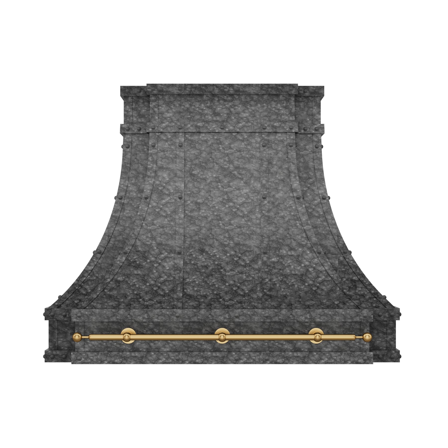 Fobest Custom Textured Granite Stainless Steel Range Hood with Brass Pot Rail  FSS-617