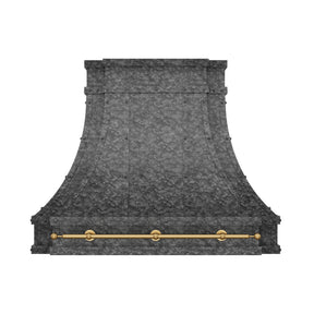 Fobest Custom Textured Granite Stainless Steel Range Hood with Brass Pot Rail  FSS-617
