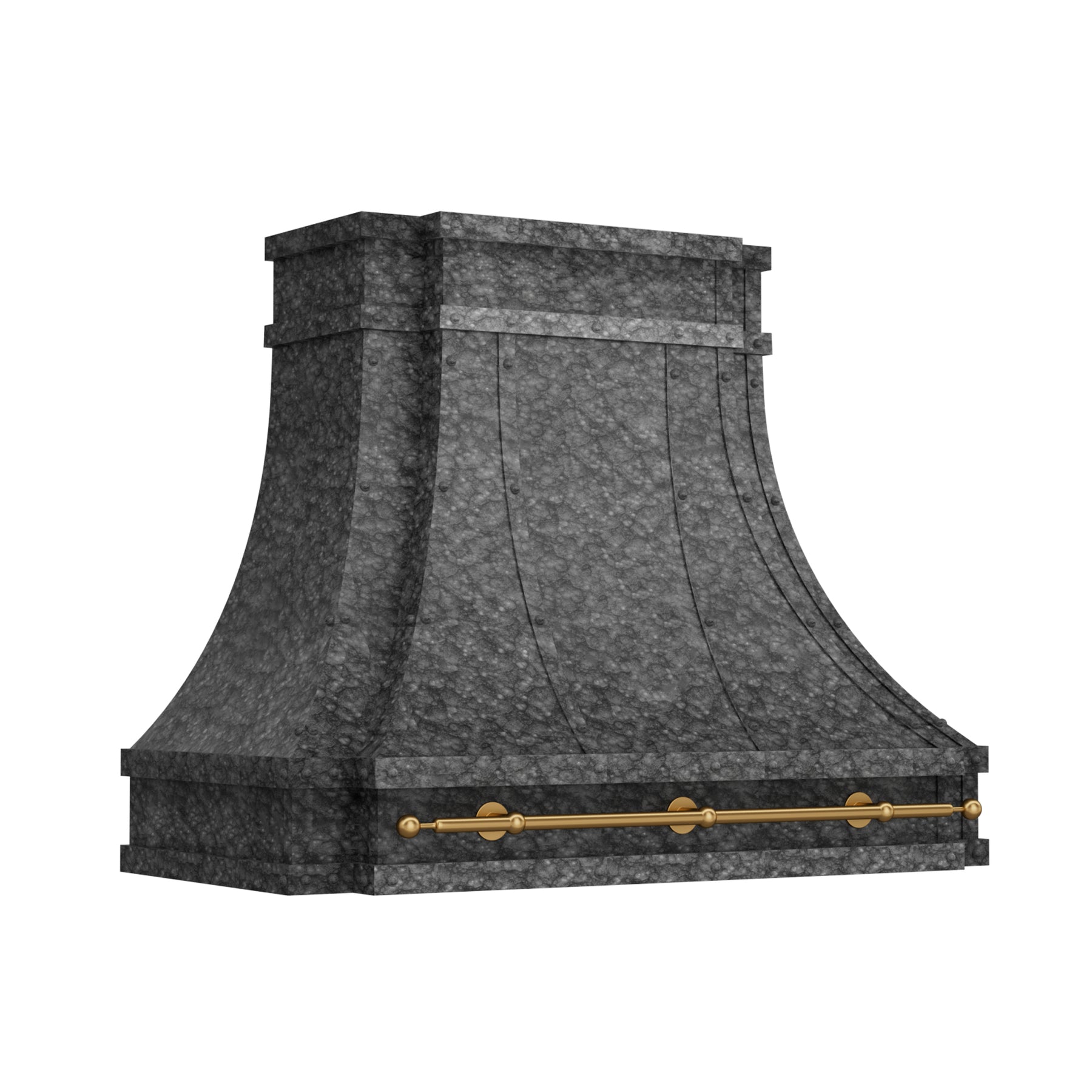 Fobest Custom Textured Granite Stainless Steel Range Hood with Brass Pot Rail  FSS-617