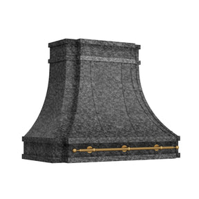 Fobest Custom Textured Granite Stainless Steel Range Hood with Brass Pot Rail  FSS-617